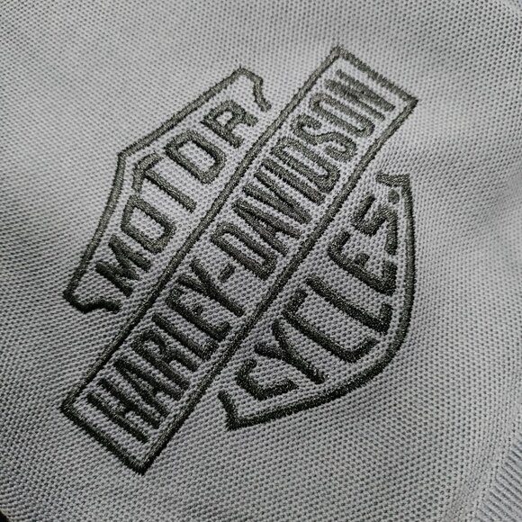 Harley-Davidson Mens Polo Shirt Black & Gray With Yellow Graphics Size L - Picture 4 of 15